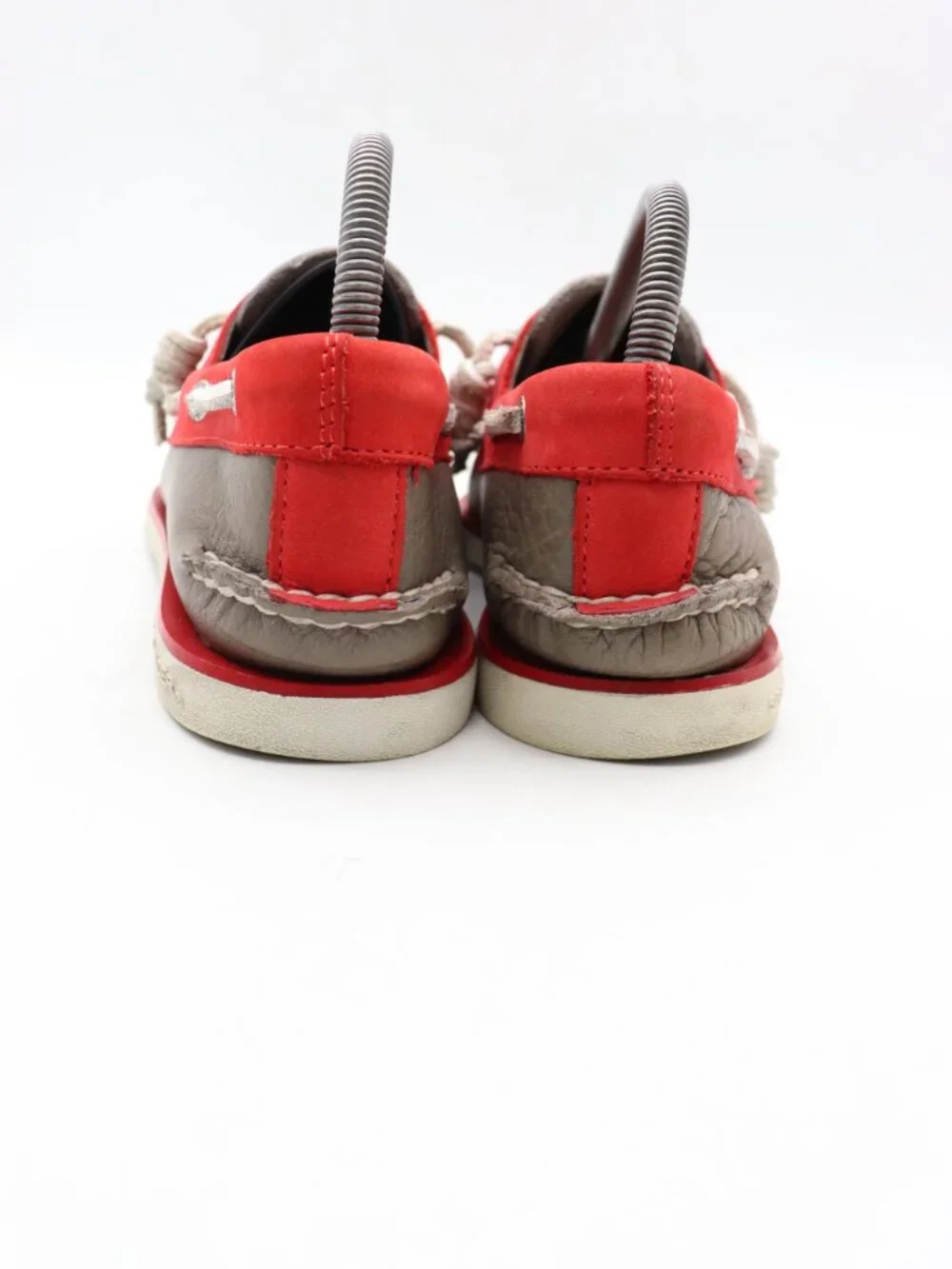 Sperry Gold Cup 2 Eye Boat Shoes Mens Size 7 Gray Red Leather Deck Casual